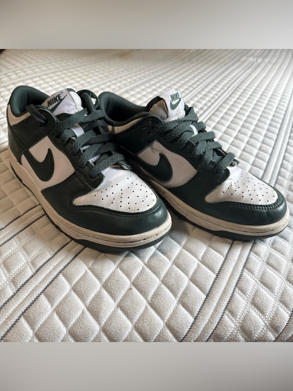 Nike Dunk Low Sneakers — White & Vintage Green